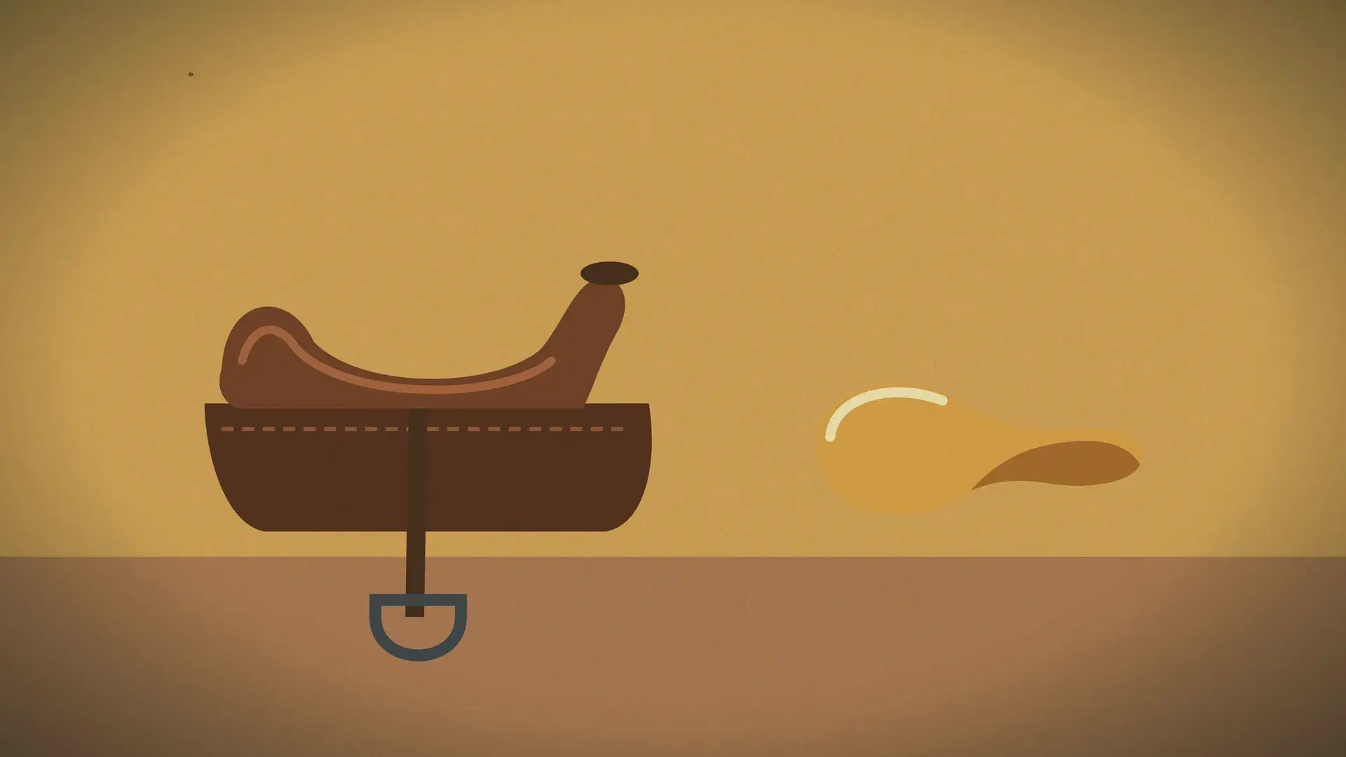 A horse saddle beside a chip curved into the same shape.