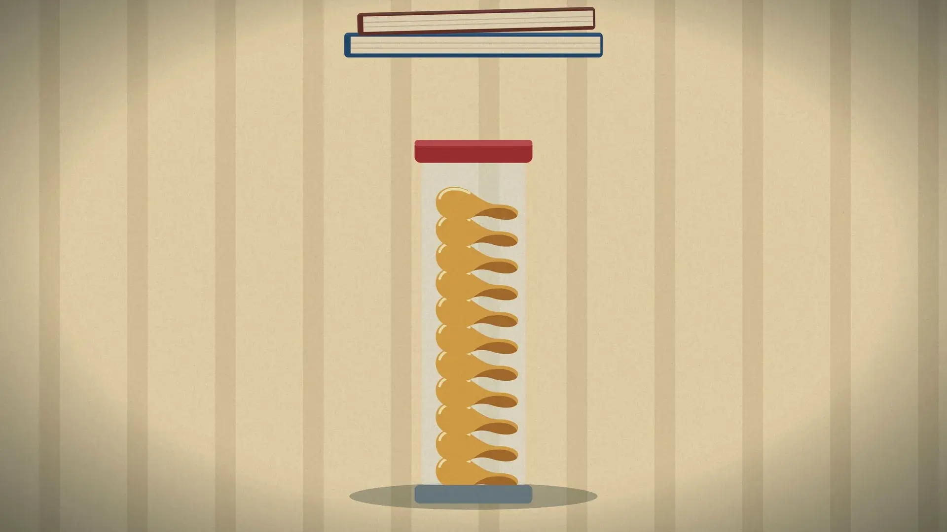 Chips stacked in a clear tube, held flat under a pile of books.